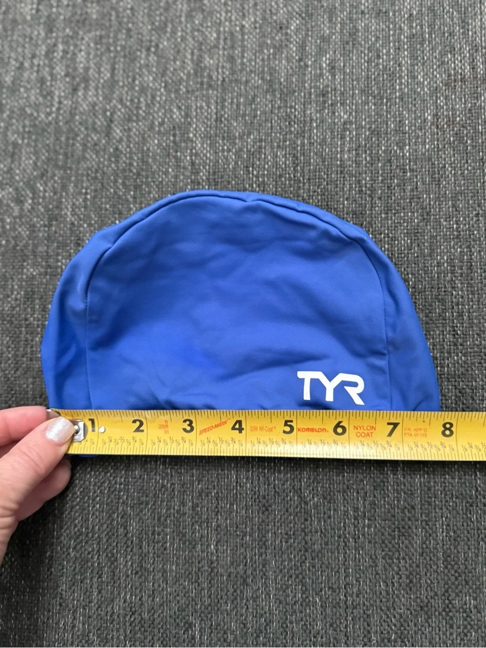 TYR Royal Blue Silicone-Look Swim Cap with White Logo one size
